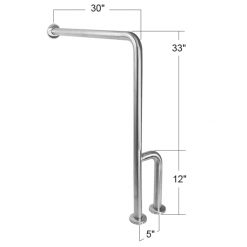 ASI 01969-C GRAB BAR - WALL TO FLOOR W/RH OUTRIGGER