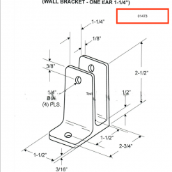 SINGLE EAR WALL BRACKET 1-1/4" X 2-1/2" FOR TOILET PARTITION