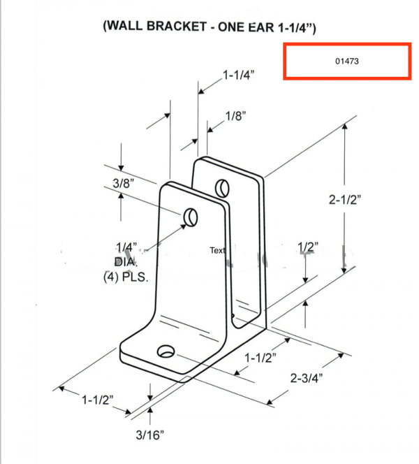 SINGLE EAR WALL BRACKET 1-1/4" X 2-1/2" FOR TOILET PARTITION