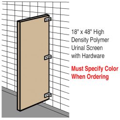 GLOBAL PARTITIONS 18" X 48" HIGH DENSITY POLYMER URINAL SCREEN WITH HARDWARE
