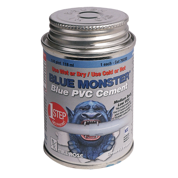 1 PINT / 16 FL OZ BLUE MONSTER PVC CEMENT 1 PINT / 16 FL OZ BLUE MONSTER PVC CEMENT