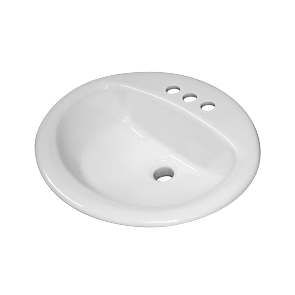 OVAL - VITREOUS CHINA LAVATORY - 4" CENTERS DROP-IN