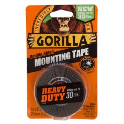 GORILLA GLUE 6055002 GORILLA BLACK DOUBLE SIDED MOUNTING TAPE 1 IN. X 60 IN.HEAVY DUTY HOLDS UP TO 30 LBS
