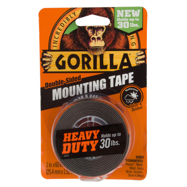 GORILLA GLUE 6055002 GORILLA BLACK DOUBLE SIDED MOUNTING TAPE 1 IN. X 60  IN.HEAVY DUTY HOLDS UP TO 30 LBS – Equiparts