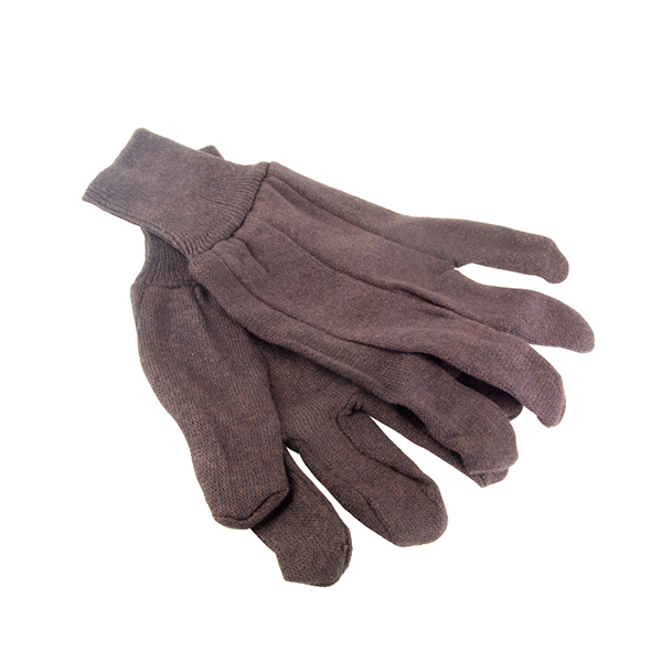 BROWN JERSEY GLOVES - LARGE