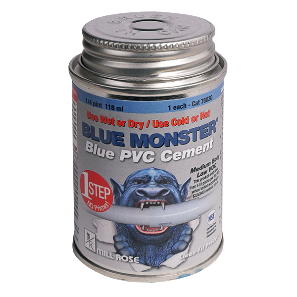 MILL-ROSE 76030 1/4 PINT / 4 FL OZ BLUE MONSTER PVC CEMENT