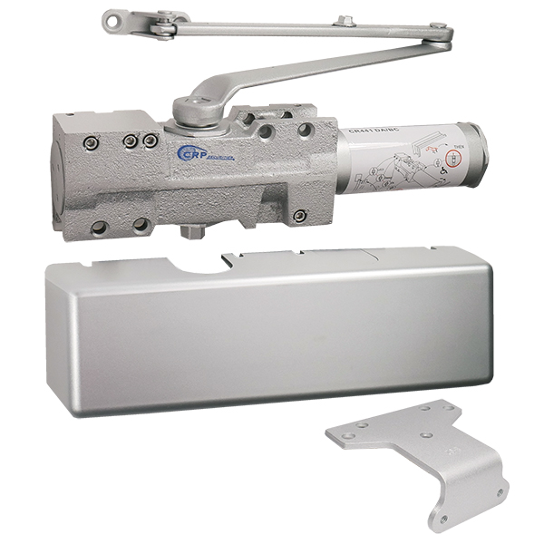 CAL-ROYAL CR441DABC BARRIER FREE ADJ DOOR CLOSER W/COVER, DELAY ACTION & BACK CHECK W/ PARALLEL ARM-ALUM FINISH