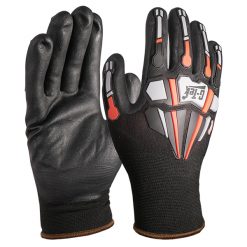 PIP 34-MP150 / L G-TEK ® SEAMLESS KNIT BLACK/GRAY/RED SHELL IMPACT PROTECTION GLOVE W/ NITRILE COATING (LARGE)