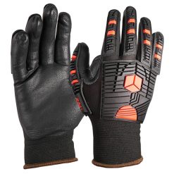 PIP 34-MP155 / L G-TEK ® SEAMLESS KNIT BLACK/RED SHELL IMPACT PROTECTION GLOVE W/ NITRILE COATING (LARGE)