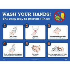 NATIONAL MARKER COMPANY CU-396839 18” X 24” SIGN - WASH YOUR HANDS, THE EASY WAY TO PREVENT ILLNESS