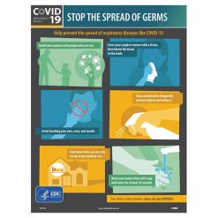 NATIONAL MARKER COMPANY CU-396844 24” X 18” SIGN - STOP THE SPREAD OF GERMS (ENGLISH)