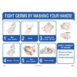 NATIONAL MARKER COMPANY CU-396839 18” X 24” SIGN - FIGHT GERMS BY WASHING YOUR HANDS