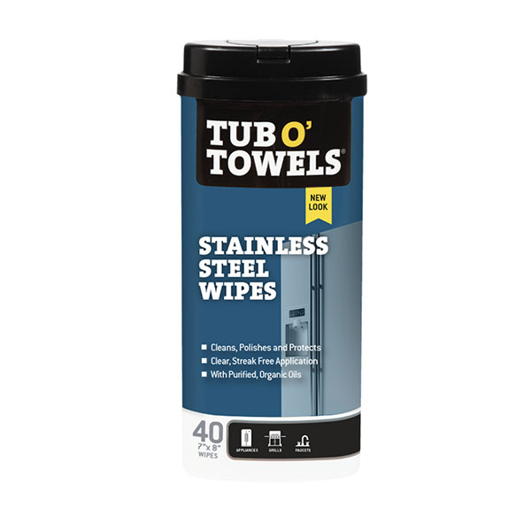 TUB O’ TOWELS TW40-SS TUB O’ TOWELS 7” X 8” STAINLESS STEEL WIPES (40 CT)