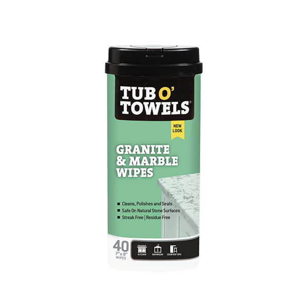 TUB O’ TOWELS TW40-GR TUB O’ TOWELS 7” X 8” GRANITE & MARBLE WIPES (40 CT)