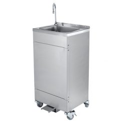 T & S BRASS TPS1010-B0520V5 PORTABLE S/S HAND WASHING STATION W/ FOOT PUMP & CASTERS