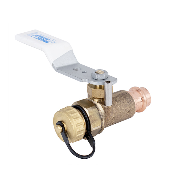 NIBCO PC-585HP-LF-HC 1/2” PRESS X HOSE CAP LF FULL PORT BRONZE BALL VALVE W/ REVERSIBLE HANDLE NIBCO PC-585HP-LF-HC 1/2” PRESS X HOSE CAP LF FULL PORT BRONZE BALL VALVE W/ REVERSIBLE HANDLE