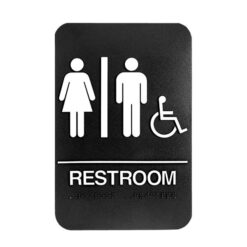 6” X 9” UNISEX SIGN W/CHAIR & BRAILLE - BLACK