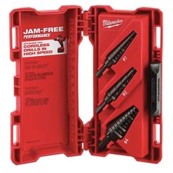 MILWAUKEE 48-89-9221 3-PIECE STEP DRILL BIT SET #1, #2, & #4 WITH CARRYING CASE