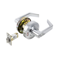 COMMERCIAL PRIVACY CYLINDRICAL INDICATOR LEVER LOCK SET SATIN CHROME FINISH