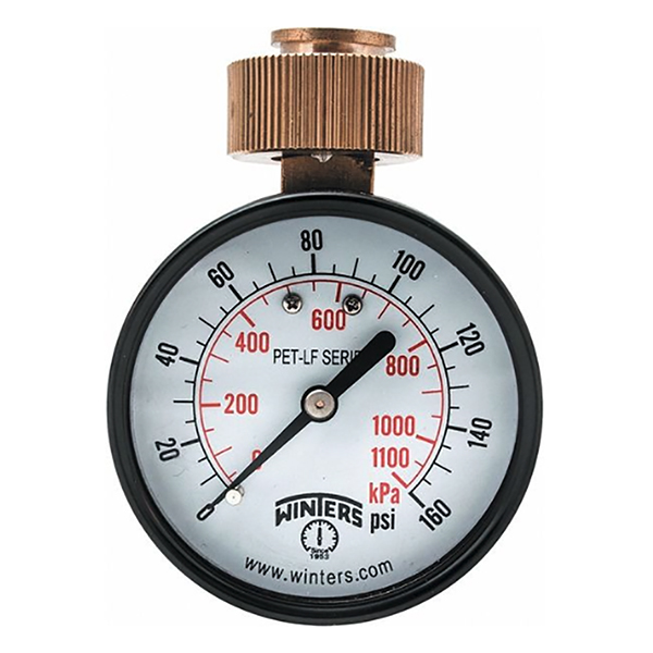 WINTERS PETW213LF 2.5” 0-160 PSI WATER TEST GAUGE WINTERS PETW213LF 2.5” 0-160 PSI WATER TEST GAUGE