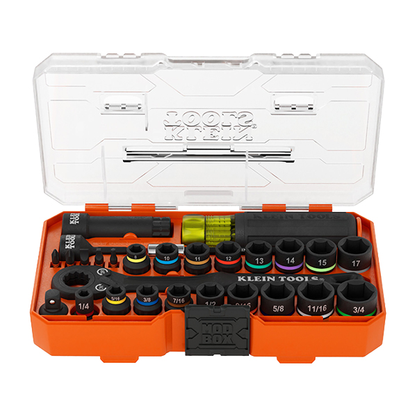 KLEIN TOOLS 65400KNECT IMPACT PASS THROUGH & FLIP 28-PIECE SAE & METRIC SOCKET SET WITH CASE KLEIN TOOLS 65400KNECT IMPACT PASS THROUGH & FLIP 28-PIECE SAE & METRIC SOCKET SET WITH CASE