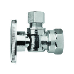EVERFLOW SUPPLIES INC 81138PR-NL CHROME PLATED LEAD-FREE ANGLE STOP VALVE 3/8 FIP X 3/8 OD (1/4 TURN)