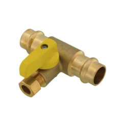 3/8” COMP X 1/2” PRESS TEE FITTING BRASS BALL VALVE