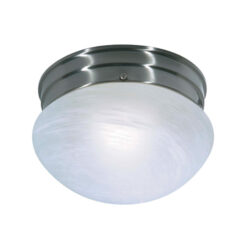 SATCO SF76-671 8” BRUSH NICKEL 1-LIGHT SMALL FLUSH MUSHROOM FIXTURE WITH ALABASTER GLASS