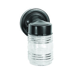 SATCO SF77-119B 6” 1-LIGHT BLACK WALL MOUNT MASON JAR FIXTURE WITH CLEAR GLASS