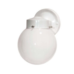 SATCO SF76-704 6” 1-LIGHT WHITE WALL MOUNT GLOBE FIXTURE WITH WHITE GLASS