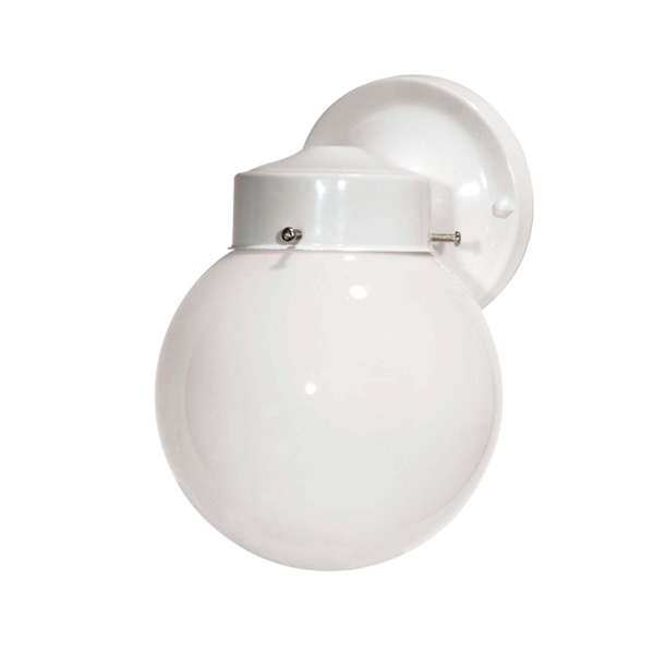 SATCO SF76-704 6” 1-LIGHT WHITE WALL MOUNT GLOBE FIXTURE WITH WHITE GLASS SATCO SF76-704 6” 1-LIGHT WHITE WALL MOUNT GLOBE FIXTURE WITH WHITE GLASS