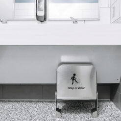 STEP-N-WASH S/S FLOOR MT STEP STOOL W/ NON SLIP SURFACE