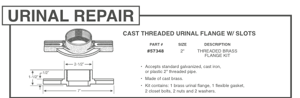 PLASTIC ODDITIES 57348 BRASS THREADED URINAL FLANGE PLASTIC ODDITIES 57348 BRASS THREADED URINAL FLANGE