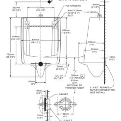 AMERICAN STANDARD LYNBROOK URINAL TOP SPUD FLUSH ACTION 1.0 GPF