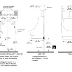 RETROFIT HYBRID WATERLESS URINAL W/BRACKET