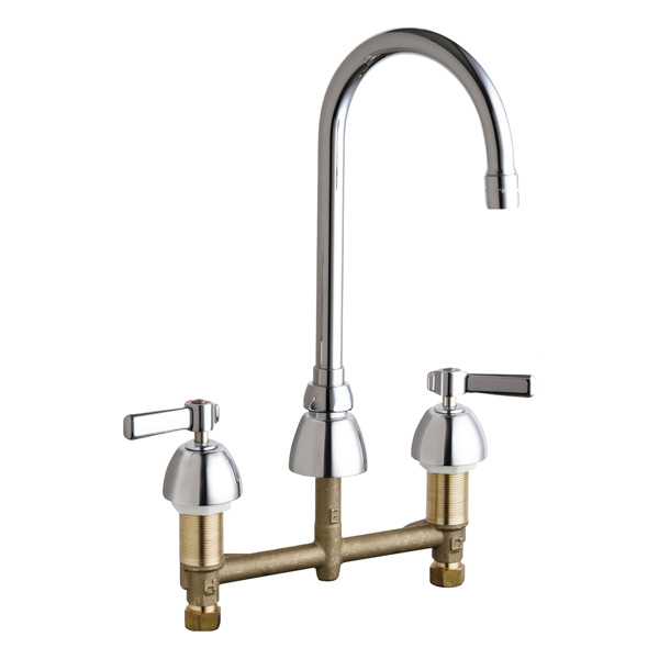 CHICAGO FAUCET 786-E3-369ABCP 8” WIDESPREAD FAUCET W/ 5-1/4” GOOSENECK SPOUT & LEVER HANDLES CHICAGO FAUCET 786-E3-369ABCP 8” WIDESPREAD FAUCET W/ 5-1/4” GOOSENECK SPOUT & LEVER HANDLES