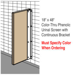 18” x 48” STAINLESS STEEL URINAL SCREEN W/ CONTINUOUS BRACKET