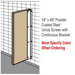 GLOBAL PARTITIONS 18" X 48" POWDER COATED STEEL URINAL SCREEN WITH CONTINUOUS BRACKET