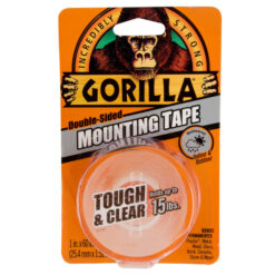 GORILLA GLUE 6065003 GORILLA CLEAR DOUBLE SIDED MOUNTING TAPE 1 IN. X 60 IN. HOLDS UP TO 15 LBS
