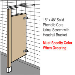 18" X 48" S/S URINAL SCREEN W/HEADRAIL