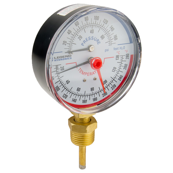 LEGEND VALVE T-825 1/2” MNPT BOTTOM MOUNT TEMP & PRESSURE GAUGE (60-280°F) LEGEND VALVE T-825 1/2” MNPT BOTTOM MOUNT TEMP & PRESSURE GAUGE (60-280°F)