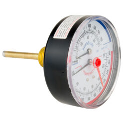 LEGEND VALVE T-825 1/2” MNPT REAR MOUNT EXTENDED PROBE TEMP & PRESSURE GAUGE (60-280°F)