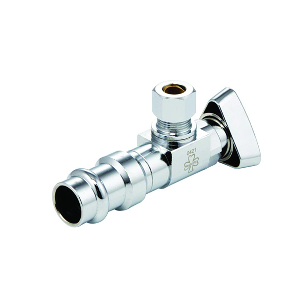 MCGUIRE LFBV2-PP38 1/4 TURN ANGLE STOP 1/2” PRESS X 3/8” COMP WITH TRIANGLE HANDLE THAT CONVERTS TO LOOSE KEY MCGUIRE LFBV2-PP38 1/4 TURN ANGLE STOP 1/2” PRESS X 3/8” COMP WITH TRIANGLE HANDLE THAT CONVERTS TO LOOSE KEY