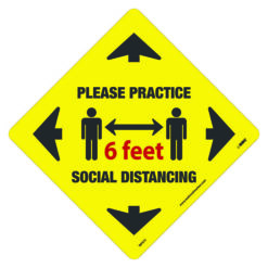 NATIONAL MARKER COMPANY WFS71 12” x 12” DIA SHAPED SOCIAL DISTANCING FLOOR SIGN - ADHESIVE BACKED VINYL
