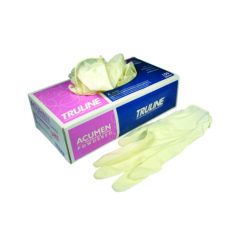 POWDERED BLUE LATEX GLOVES LG