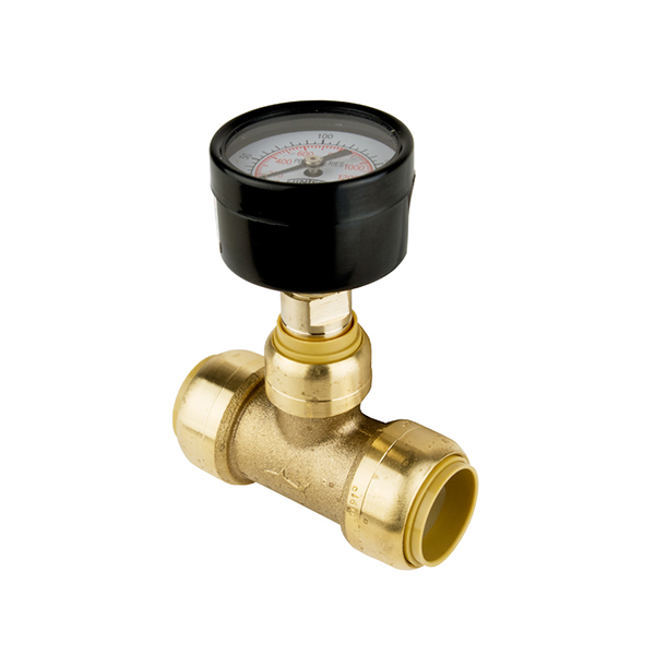 SHARKBITE 24436 PUSH FIT PRESSURE GAUGE 0-200 W/ 1/2” LF TEE SHARKBITE 24436 PUSH FIT PRESSURE GAUGE 0-200 W/ 1/2” LF TEE