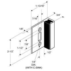 STRIKE & KEEPER CP FOR ANY THICKNESS OR MATERIAL - USED WITH CONCEALED LATCH ROUND BAR