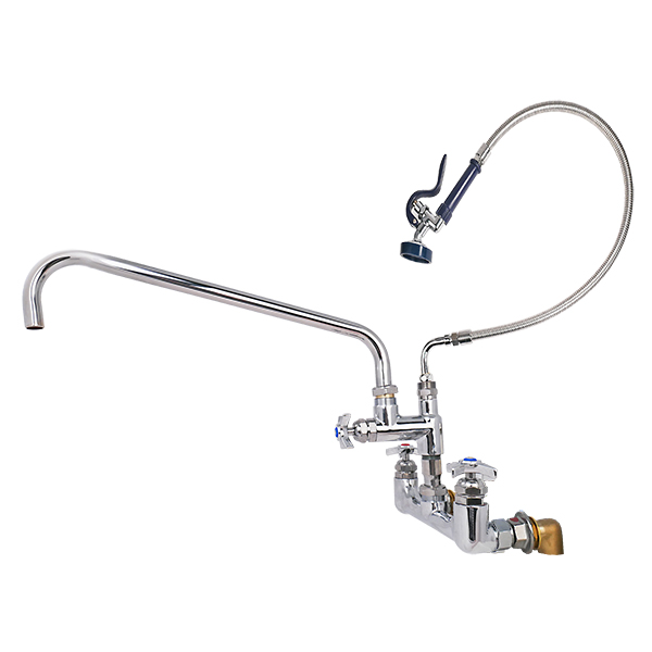 T & S BRASS B-0289MOD W/B-044H 8” WALL MT PRE-RINSE UNIT W/ 18” SPOUT & 44” HOSE (BIG-FLO) T & S BRASS B-0289MOD W/B-044H 8” WALL MT PRE-RINSE UNIT W/ 18” SPOUT & 44” HOSE (BIG-FLO)