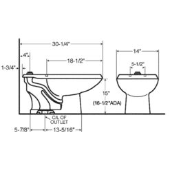1.0 - 1.6 GPF ELONG ADA FLOOR MT F/V CLOSET
