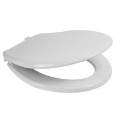 WHITE SLOW-CLOSE ROUND SEAT W/LID & STA-TITE HINGES